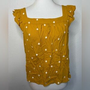 Universal thread mustard yellow tank with white flowers
